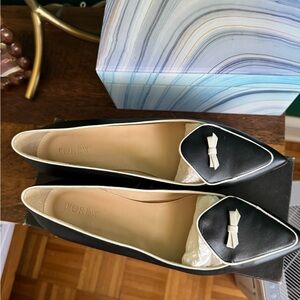 J.Crew Black and White Loafers with Bow Detail US 10